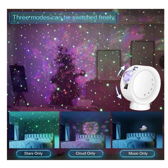 LED Star Projector Light, Galaxy Moon Nebula Night Lamp w/ Base, Remote Control - Picture 3 of 7